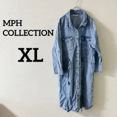 MPH COLLECTION 【XL】デニムブルー ロングシャツワンピース 春夏
