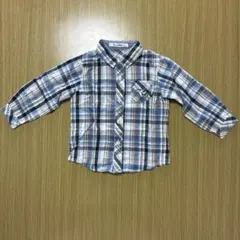 familiar ファミリア 長袖シャツ 青色系チェック サイズ90