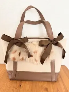 UNBILLION ファー付きリボントートバッグ ベージュ