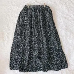 グラシア フレアスカート 小花柄 ロング丈 裏地 ウエストゴム (M) ゆったり