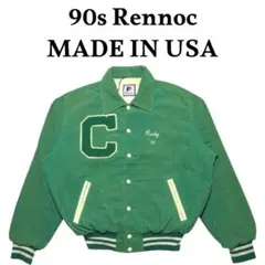 USA製 90s RENNOC ビッグロゴ刺繍コーデュロイスタジャン グリーンのサムネイル