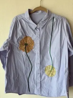 PERSON'S ライトブルー 花柄刺繍 長袖シャツのサムネイル