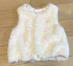 メゾピアノ　mezzopiano ホワイトベビーベスト フリル付き 60〜80