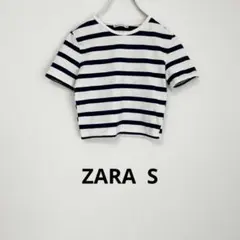 ZARA ザラ Tシャツ 半袖 白　紺 Sのサムネイル