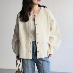 SLOBE IENA】ウォッシャブルファーリーダブルフェイスカーディガン