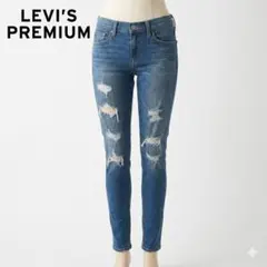Levi's 711 日本製 セルビッジ スキニーデニム W24 ダメージ加工