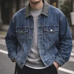 BLUE BACK デニムジャケット 襟切替 ワイドL相当