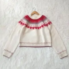 【美品】Herlipto ノルディック柄 ニット セーター アイボリー F