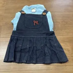 犬服 ジャンパースカート 青色 デニム　サイズＭ