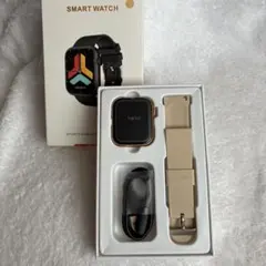 スマートウォッチ ブラック/ベージュ 本体