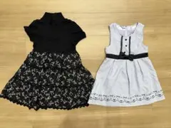 リボン柄半袖ワンピース　ドット柄ワンピース　発表会