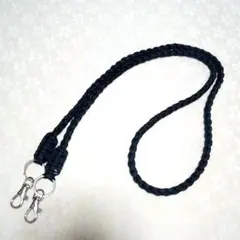【ハンドメイド作品】　黒　パラコード　スマホストラップ シンプルブラック