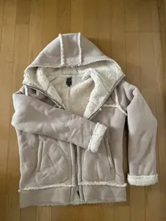 ★フード付きムートンジャケット★男性L★ボア裏地★ユニクロ