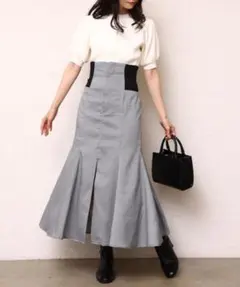 【新品・未使用】NICE CLAUP ウエストリブスリットスカート Sサイズ