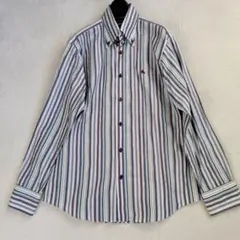 極美品　バーバリーブラックレーベル　シャツ　マルチストライプ　刺繍　ホースロゴ
