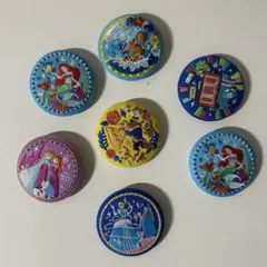 ディズニー刺繍缶バッチ　アリエル他、7個セット