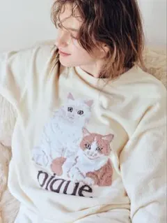 エアリーモコキャットジャガードプルオーバー キャット柄ロングパンツセット