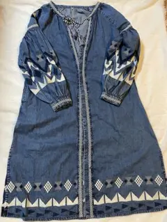 CIAOPANIC TYPY 【2way】india袖刺繍デニムガウンワンピース