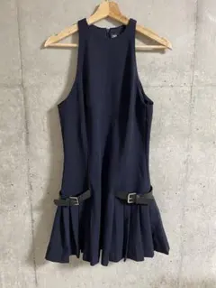 新品　美品　ネイビー ノースリーブ ミニワンピース　プリーツ　ワンホン　韓国