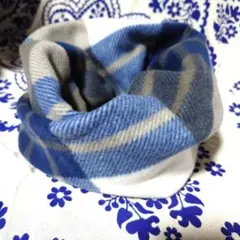 人気柄☆即日＆匿名発送☆青とグレーのチェック柄　フリース　スヌード　シンプル