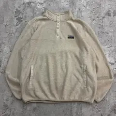 て*い様 Eddie Bauer　フリース　スナップT　L　ベージュ　無地　古着