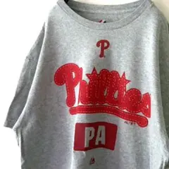 マジェスティックMLBフィリーズ Phillies Tシャツ L グレー 古着