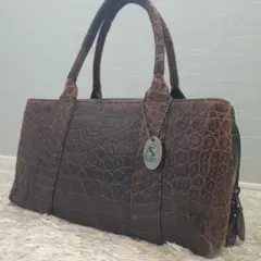 1円 美品 クロコラックス レザー ハンドバッグ ブラウン BG264 2025年最新クロコダイル バッグ 本物の人気アイテム - メルカリ
