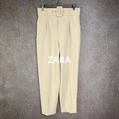 ZARA ザラ ベルト付き テーパードパンツ ハイウエスト タック入り Mサイズ