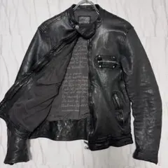 Lサイズ✨バックラッシュ カーフレザー シングルライダース ブラック シボ革のサムネイル