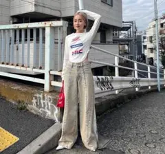 moussyワイドデニムパンツ