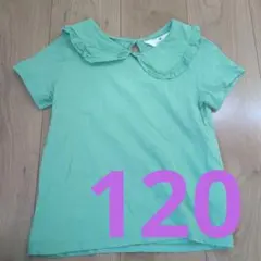 H&M フリル付き襟 グリーン 半袖シャツ