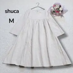 【シュカ】リネン混　大人ナチュラル　7分袖チュニック　ギャザー切り替え　ベージュのサムネイル