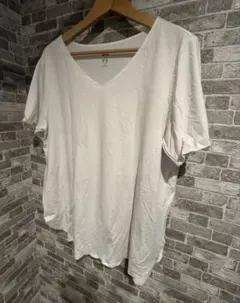ホワイト Vネック Tシャツ XL ゆったり　ヨガ　トレーニング　ランニング
