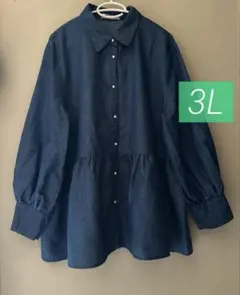 新品◆3L◆ぺプラム切替えシャツ レディース大きいサイズ プラスサイズ