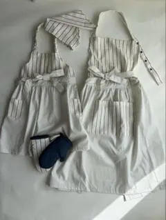 ストライプエプロンセット（大人・子供用）