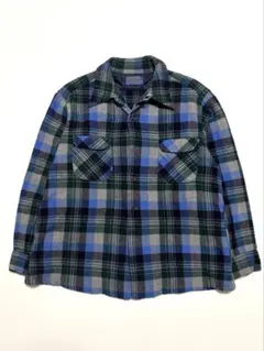 70s USA製 PENDLETON オープンカラー ウールシャツ L ボード