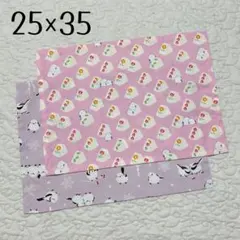 ランチョンマット 25×35 シマエナガ柄2枚セット　女の子用　女児　給食用