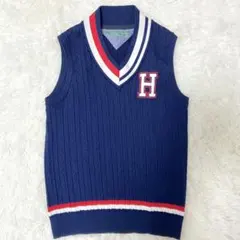 【未使用級】大きいサイズXL トミーヒルフィガー ロゴ ケーブルニットベスト