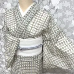 △604mk13△洗える夏の着物！小紋 絽 桜 くすんだ水色 夏着物△未使用品 △604mk13△洗える夏の着物！小紋 絽 桜 くすんだ水色 夏着物△未使用