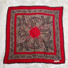 イヴ・サンローラン スカーフ ヴィンテージ ペイズリー柄 赤×ゴールド 大判