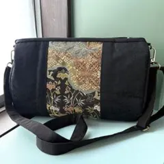 雅な袋帯リメイク｜ショルダーボストンバッグ　和装・着物コーデに　ハンドメイド