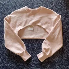 最終値下げ ZARA クロップドスウェット ピンク 裏起毛 長袖 ボレロ 未使用