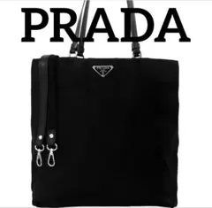 美品　PRADA プラダ　トートバッグ　ショルダーバッグ　シルバー　ナイロン　黒のサムネイル