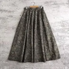 極美品/three quarter/ペイズリー タックギャザースカート/日本製のサムネイル