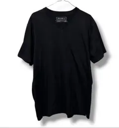 NEW378☆古着　Eddie Bauer ブラックVネック　無地Tシャツ TLのサムネイル