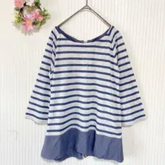 美品★リネン混 【エンスウィート】 バックジップ シャツ L レナウン ラメ