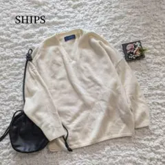美品【SHIPS】シップス　ウールカシミヤ　Vネック　ドルマン　ニット