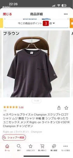 Champion チャンピオン スクリプトロゴTシャツ ブラウン L