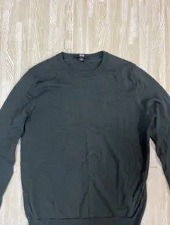 ユニクロ メリノクルーネックセーター　ダークグリーン　レディース M