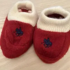 赤いポロ馬刺繍ベビー靴下